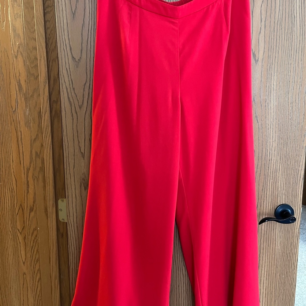 NWOT Pants Sz 1X Women’s Dressy Wide Leg Palazzo  Red Lined Comfy